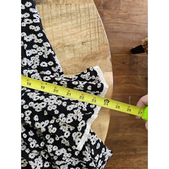 Free People Floral Bell Sleeve Babydoll Dress M Tunic Lace Trim M Festival Boho - Picture 7 of 8